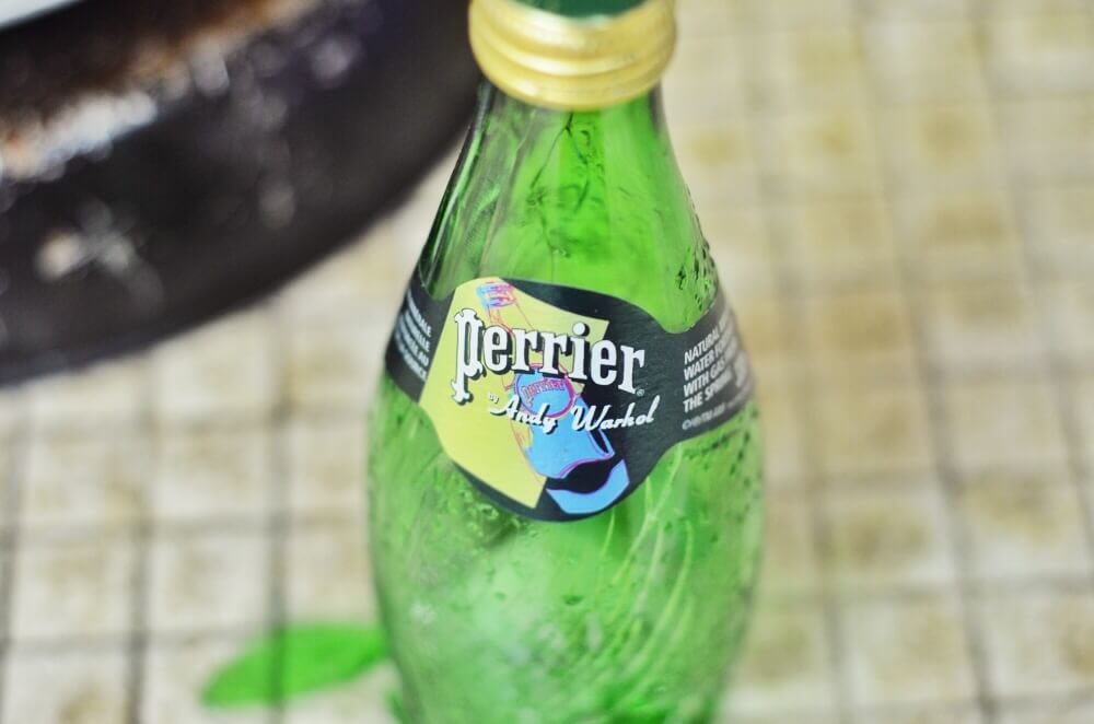 Perrier mineral bottle featuring art by Andy Warhol