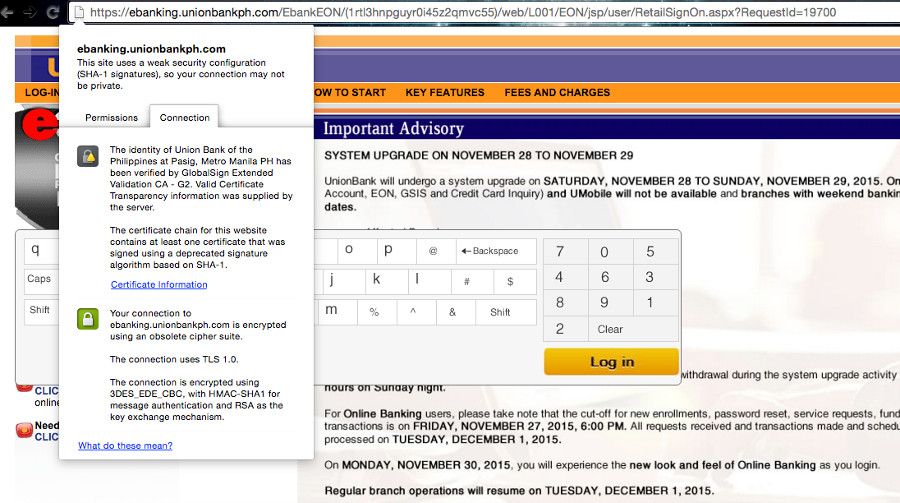 UnionBank Connection Details