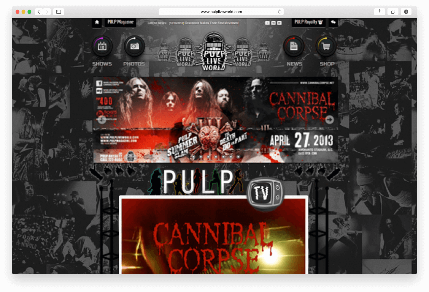 PULP Live World Website