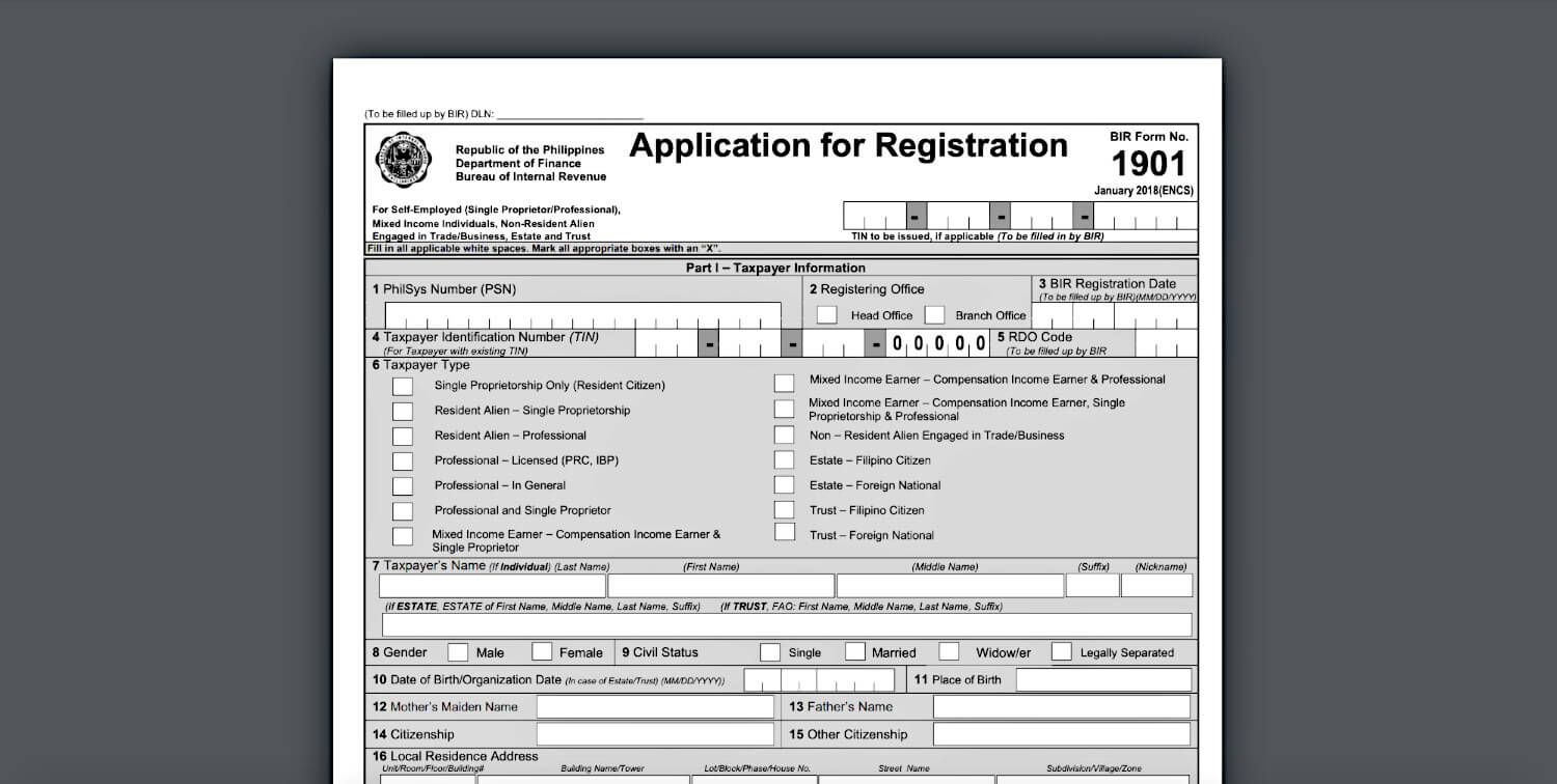 BIR Form 1901