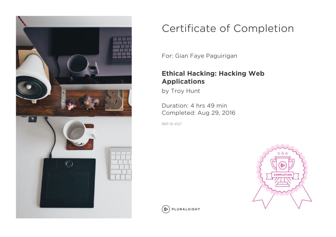 Pluralsight Ethical Hacking: Hacking Web Applications Certificate